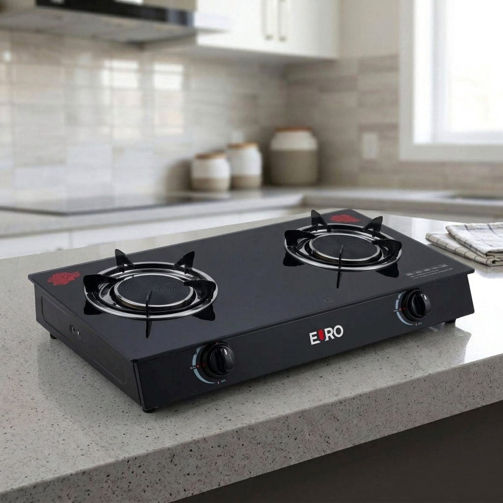 Euro Infrared Gas Cooker – Glass Top with Flame Control